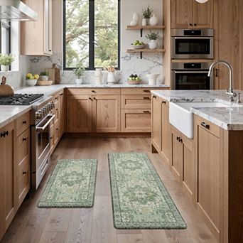 GENIMO 2 pc Kitchen Runner Set , Non-Slip, Washable, Waterproof