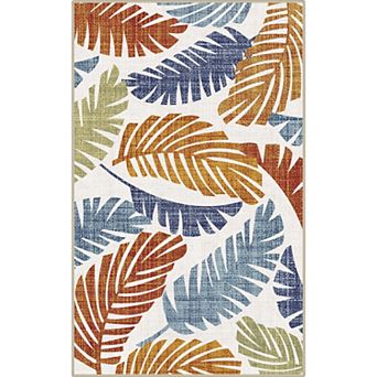 GENIMO Waterproof Leaf Indoor/Outdoor Rug Non-Shedding, Easy-Care