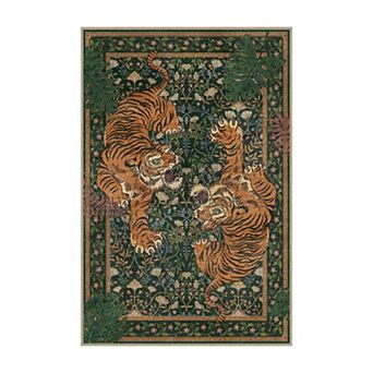 GENIMO Machine Washable Boho Tiger Doormat Low Pile, Non-Slip