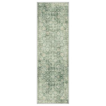 GENIMO Machine Washable Boho Vintage Runner Rug Non-Slip, Light Sage
