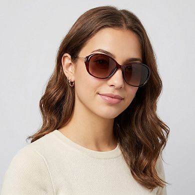 Oversized Cat-Eye Frame Sunglasses with Gradient Lenses and Elegant Temple Detail