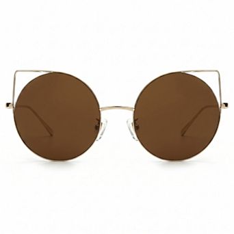 Oversized Mirrored Lens Round Cat Eye Sunglasses Chic Fashion Accessory Trendy Statement Eyewear