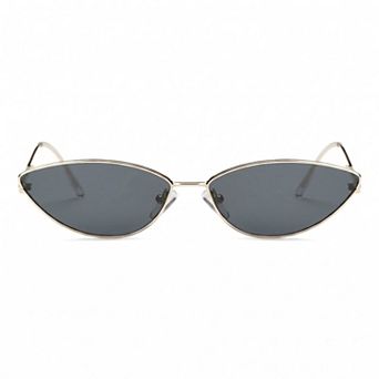 Sleek Cat-Eye Sunglasses with Slim Metal Temples and Stylish Lenses