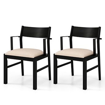 Upholstered Dining Chairs Set Of 2 With Solid Wood Frame And Padded Seat