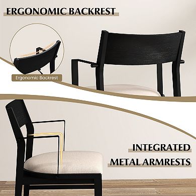 Upholstered Dining Chairs Set Of 2 With Solid Wood Frame And Padded Seat