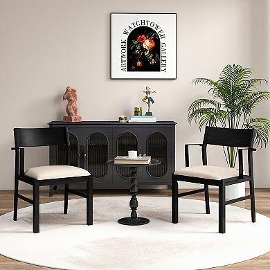 Upholstered Dining Chairs Set Of 2 With Solid Wood Frame And Padded Seat