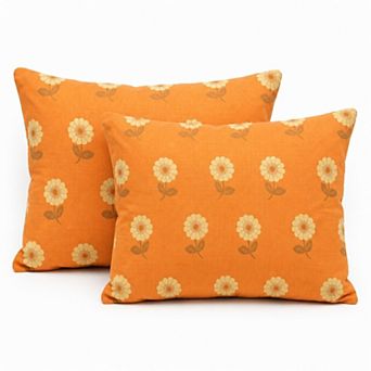 2 pc Cotton Pillowcases with Vibrant Flower Print Design for Bedroom, Soft and Cozy Bedding Set