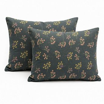 2 pc Cotton Pillowcases with Vibrant Floral Print Design for Bedroom, Soft and Cozy Bedding Set