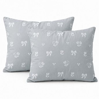 2 pc Cotton Pillowcases with Bow and Tulip Print Design for Bedroom, Soft and Cozy Bedding Set