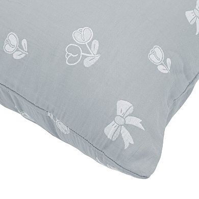 2-Piece Cotton Pillowcases with Bow and Tulip Print Design for Bedroom, Soft and Cozy Bedding Set