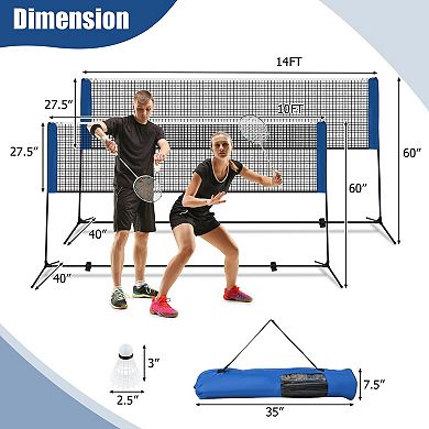 10FT Adjustable Badminton Net Set with Carry Bag for Indoor Outdoor Play