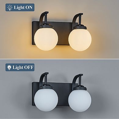 ZLAIQB 2-Light Modern Glass Globe Bathroom Wall Sconce
