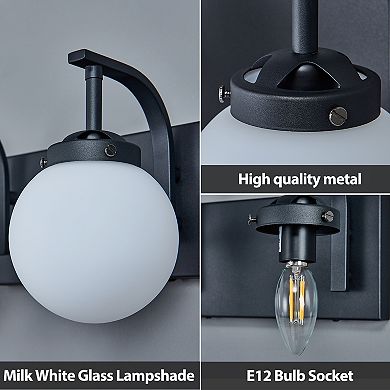 ZLAIQB 2-Light Modern Glass Globe Bathroom Wall Sconce