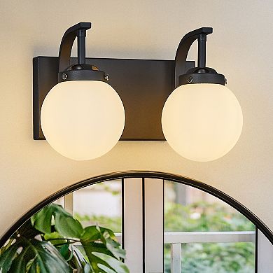 ZLAIQB 2-Light Modern Glass Globe Bathroom Wall Sconce