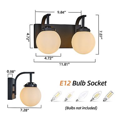 ZLAIQB 2-Light Modern Glass Globe Bathroom Wall Sconce