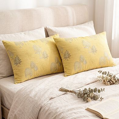 2-Piece Cotton Pillowcases with Elegant Tree Print Design Soft and Comfortable Bedding Set