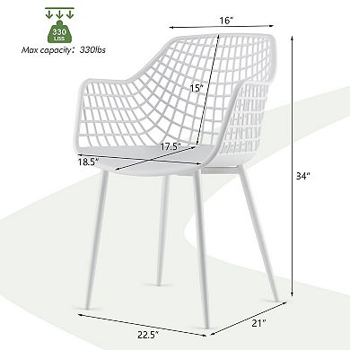Set Of 4 Modern Dining Chairs With Hollow Back And Metal Frame