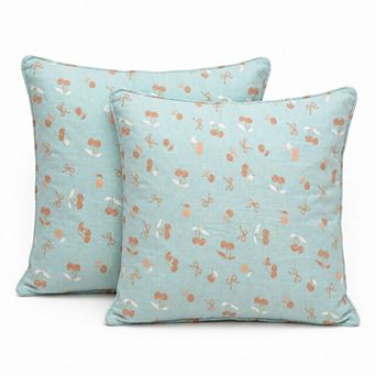 2 pc Cotton Pillowcases with Cherry Print Design for Bedroom, Soft and Cozy Bedding Set