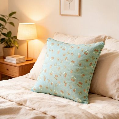 2-Piece Cotton Pillowcases with Cherry Print Design for Bedroom, Soft and Cozy Bedding Set
