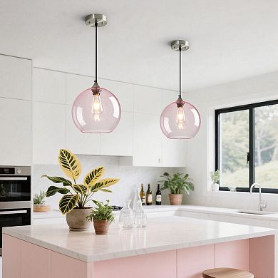 ZLAIQB 1-Light 2Pack Milky Luster Glass Modern Globe Pendant 9.84in Pendant Light