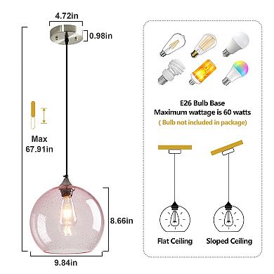 ZLAIQB 1-Light 2Pack Milky Luster Glass Modern Globe Pendant 9.84in Pendant Light