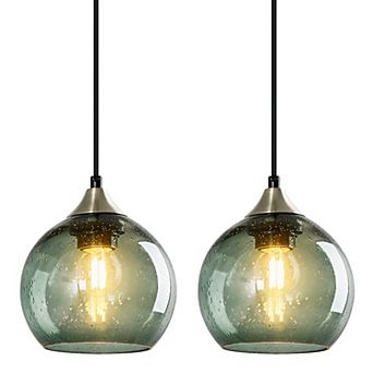 ZLAIQB 1-Light 2Pack Modern Glass Globe 9.84" Pendant Light