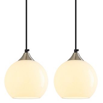 ZLAIQB 1-Light 2Pack Modern Glass Globe 9.84" Pendant Light