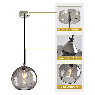 ZLAIQB 1-Light Pink Glass Modern Globe Pendant 9.84in Pendant Light