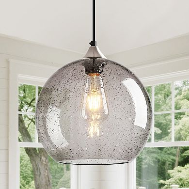 ZLAIQB 1-Light Pink Glass Modern Globe Pendant 9.84in Pendant Light