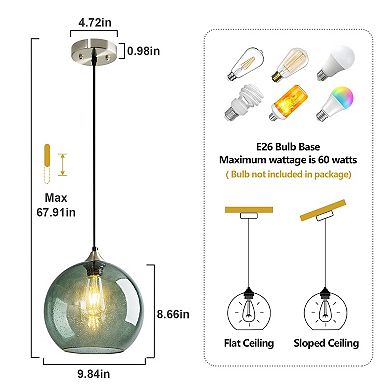 ZLAIQB 1-Light 3Pack Milky Luster Glass Modern Globe Pendant 9.84in Pendant Light
