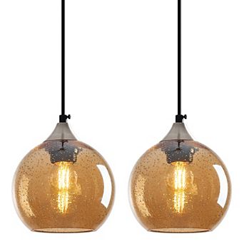 ZLAIQB 1-Light 2Pack Modern Glass Globe 7.87" Pendant Light
