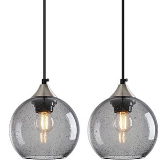 ZLAIQB 1-Light 2Pack Light Blue Glass Modern Globe Pendant 7.87 in Pendant Light