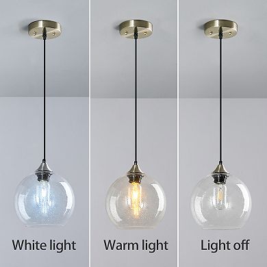 ZLAIQB 1-Light Amber Glass Modern Globe Pendant 7.87in Pendant Light