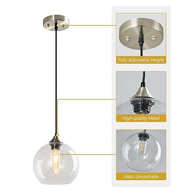ZLAIQB 1-Light Amber Glass Modern Globe Pendant 7.87in Pendant Light
