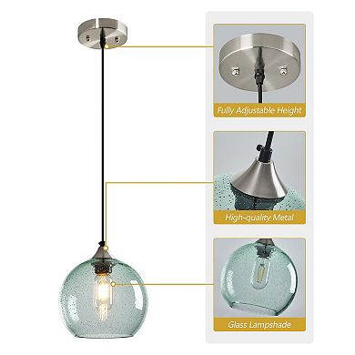 ZLAIQB 1-Light 3Pack Light Green Glass Modern Globe Pendant 7.87in Pendant Light