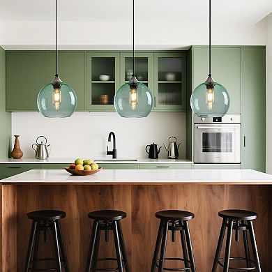 ZLAIQB 1-Light 3Pack Light Green Glass Modern Globe Pendant 7.87in Pendant Light