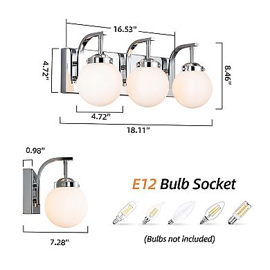 ZLAIQB 3-Light Gold Modern Glass Bathroom Wall Sconce