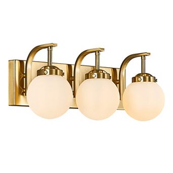 ZLAIQB 3-Light Gold Modern Glass Bathroom Wall Sconce