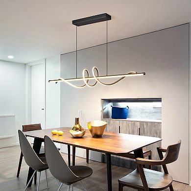 Modern Aluminum LED Chandelier, Dimmable Remote Control Pendant Light for Kitchen Island Dining Room