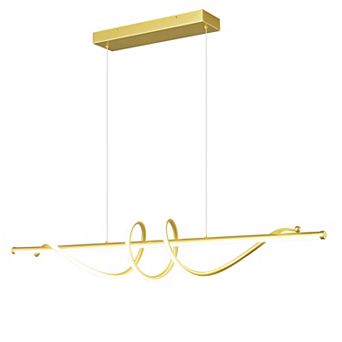 Modern Aluminum LED Chandelier, Dimmable Remote Control Pendant Light for Kitchen Island Dining Room
