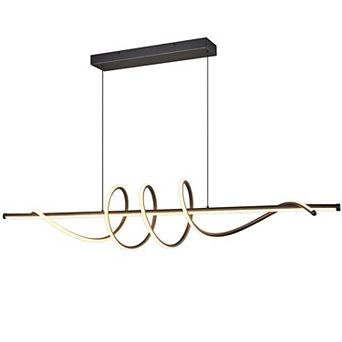 ZLAIQB 2-Light Black Irregular Aluminum Dimmable Remote Control 55 in Pendant Light