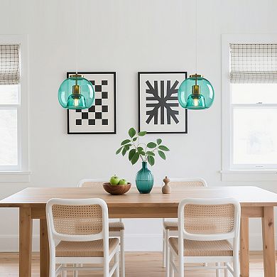 ZLAIQB 1-Light 2Pack Light Green Glass Globe Modern Pendant 7.87in Pendant Light