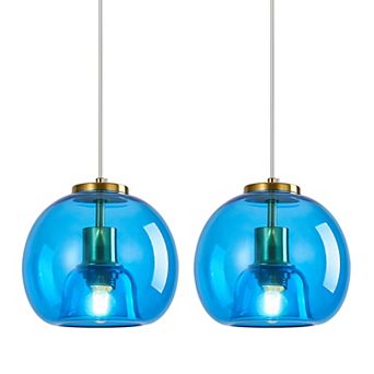 ZLAIQB 1-Light 2Pack Light Green Glass Globe Modern Pendant 7.87 in Pendant Light