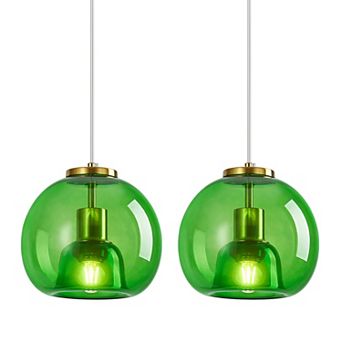 ZLAIQB 1-Light 2Pack Modern Globe Height Adjustable Glass 7.87" Pendant Light