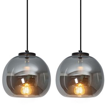 ZLAIQB 1-Light 2Pack Light Green Glass Globe Modern Pendant 7.87 in Pendant Light