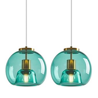 ZLAIQB 1-Light 2Pack Modern Globe Height Adjustable Glass 7.87" Pendant Light