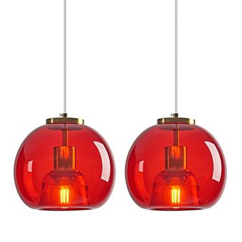 ZLAIQB 1-Light 2Pack Modern Globe Height Adjustable Glass 7.87" Pendant Light