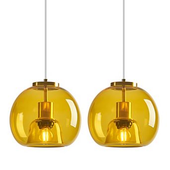 ZLAIQB 1-Light 2Pack Modern Globe Height Adjustable Glass Pendant Light