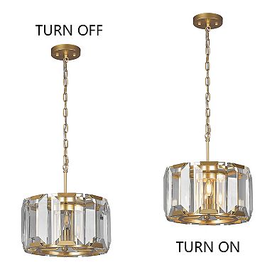ZLAIQB 4-Light Crystal Round Farmhouse Semi Flush Mount Pendant Light