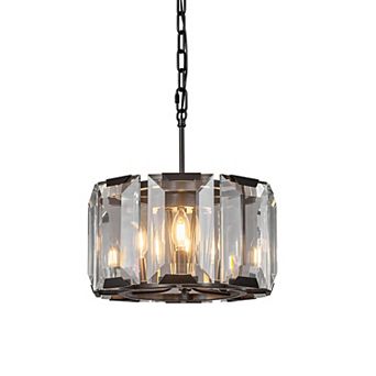 ZLAIQB 4-Light Gold Crystal Round Farmhouse Semi Flush Mount 13.77 in Pendant Light